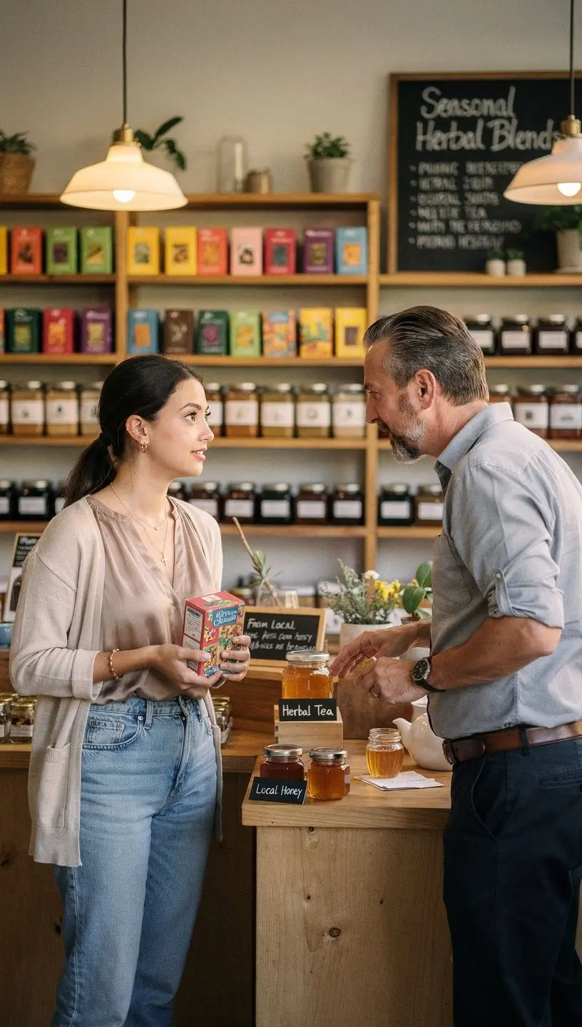Fűszeres gyógynövények, mint a menta és a kamilla, egy asztalon.