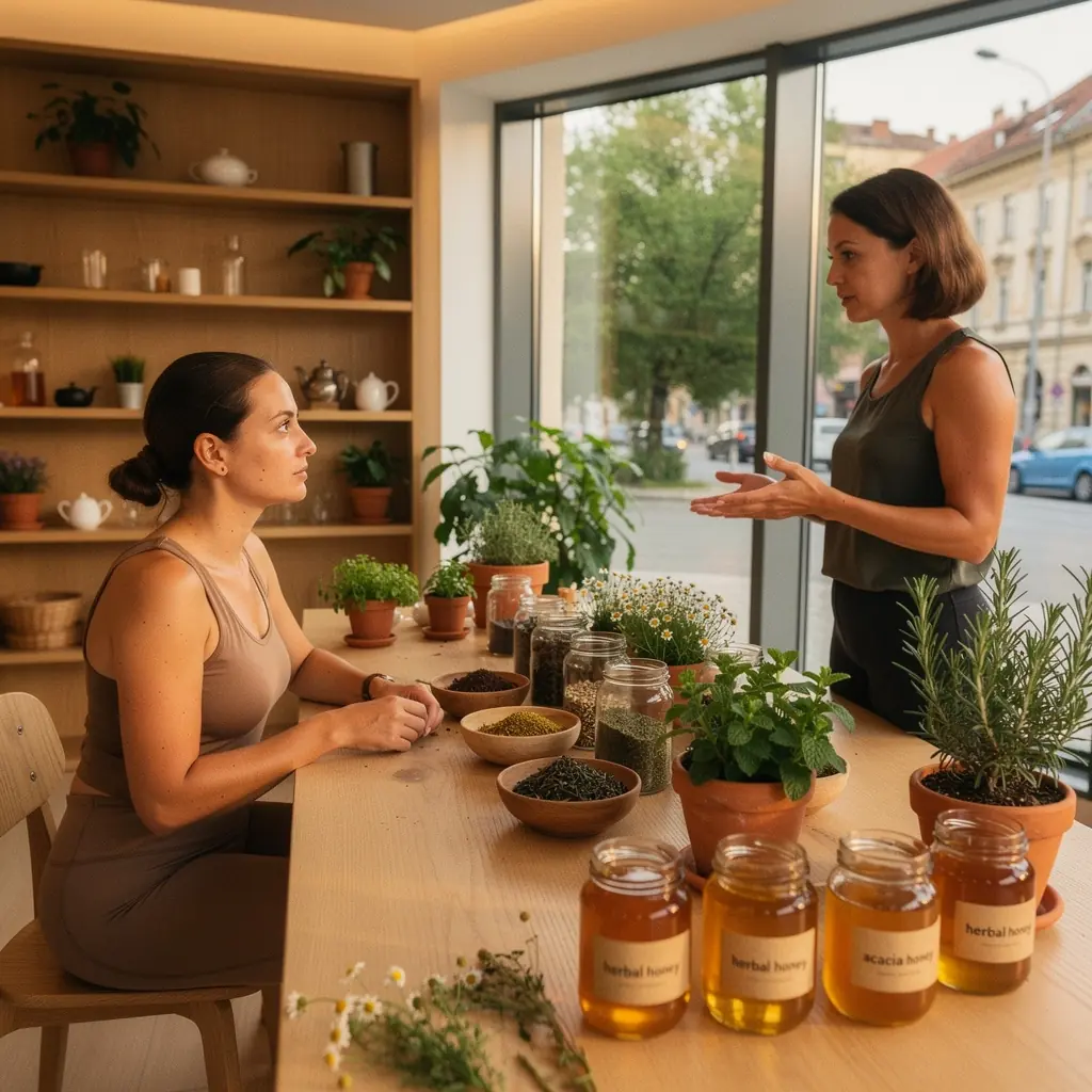 Gyógynövények és méz variációi, amelyek gazdagítják a teázási élményt.